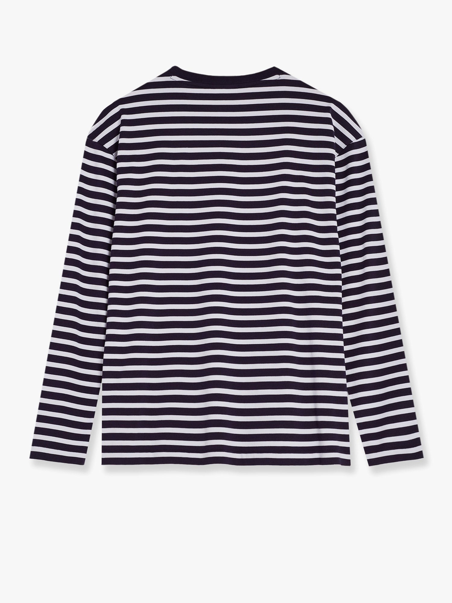 Striped cotton sweater with iconic logo patch