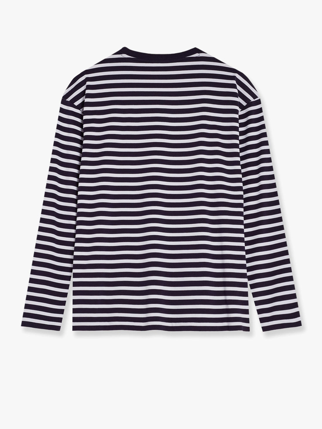 Striped cotton sweater with iconic logo patch