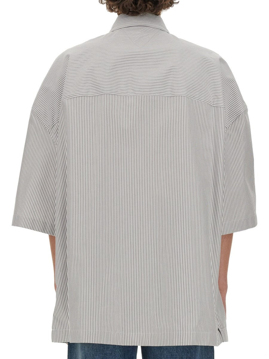 STRIPED OVERSHIRT WITH "BV" EMBROIDERY