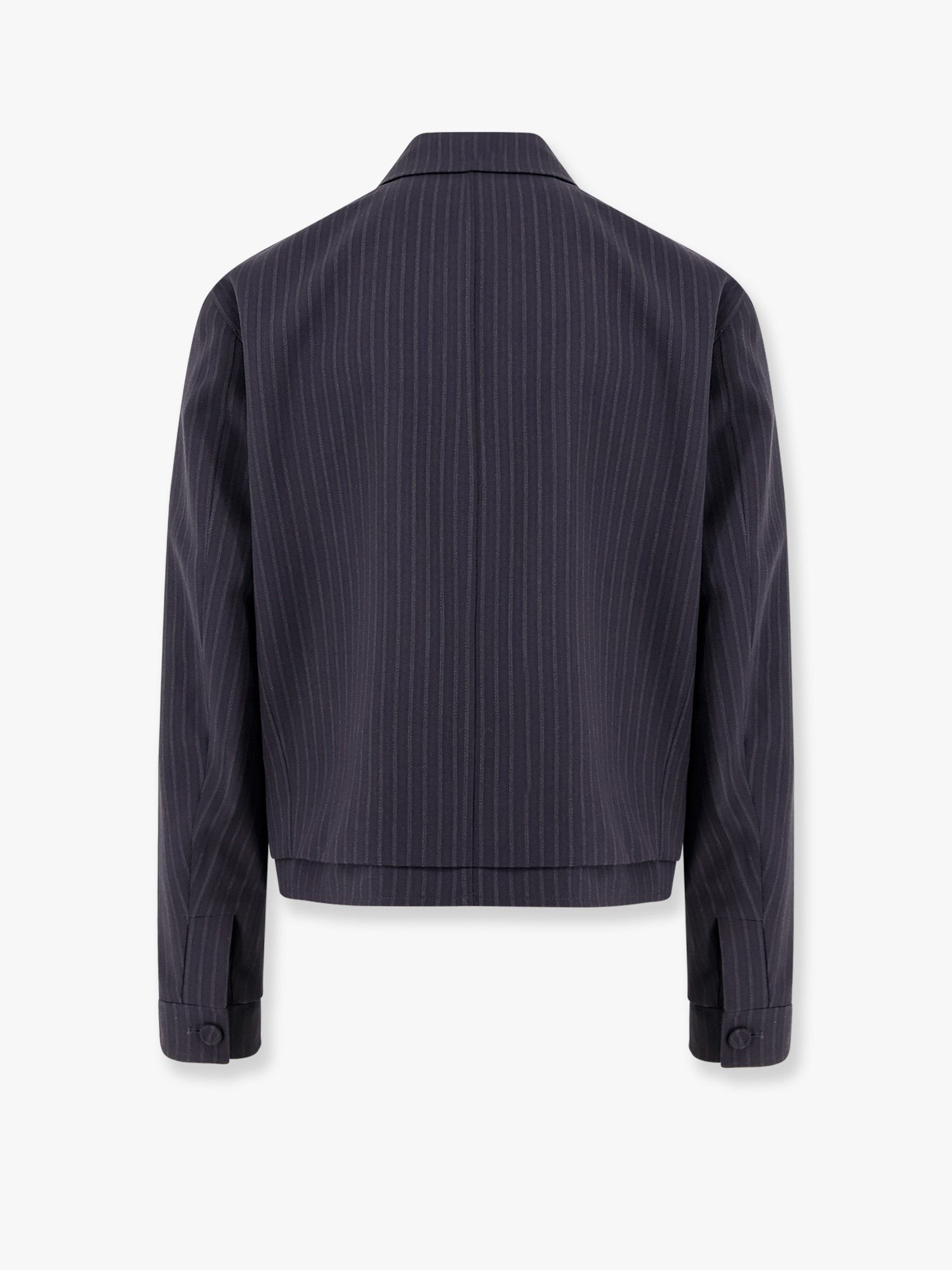 Striped wool blazer with semi-french collar