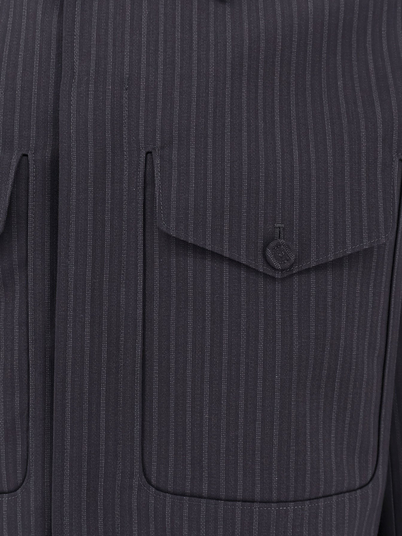 Striped wool blazer with semi-french collar