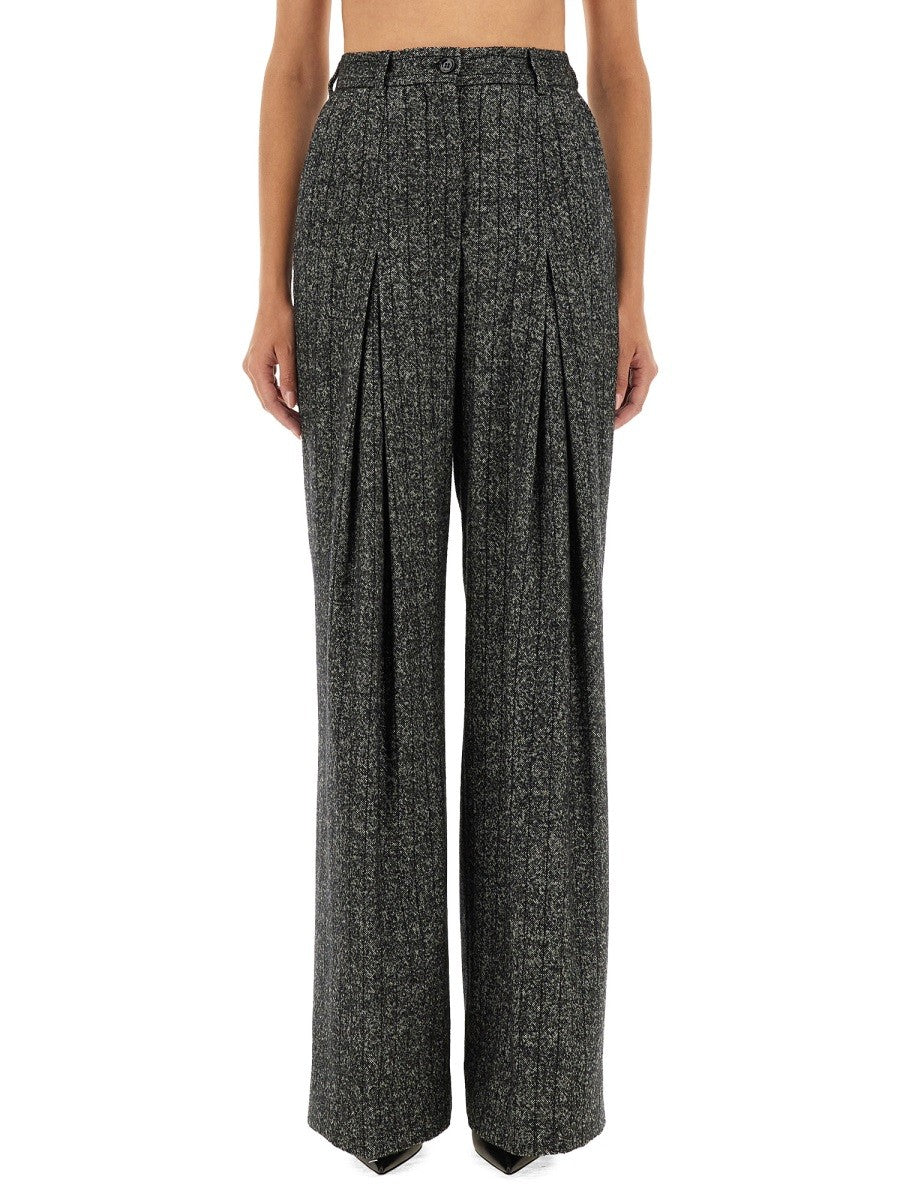STRIPED WOOL PANTS