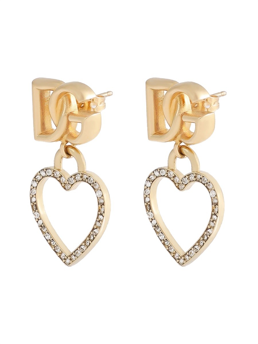 STUD EARRINGS WITH HEARTS AND LOGO