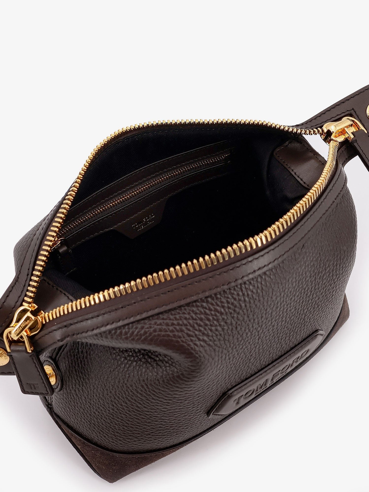 Suede and leather clutch