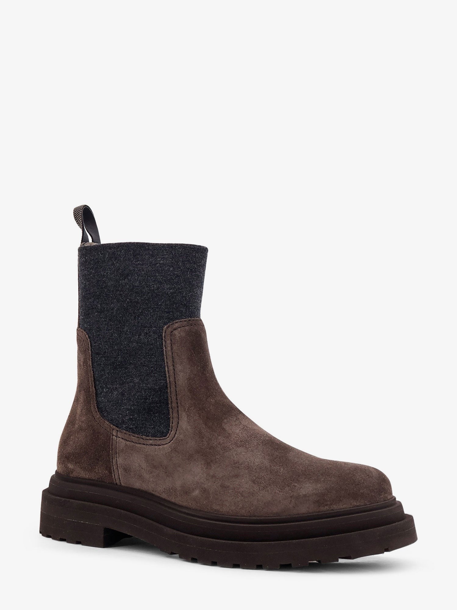 Suede ankle boots with Monili detail