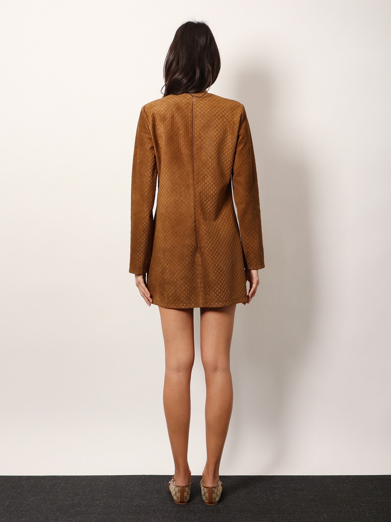 Suede short dress with all-over GG logo