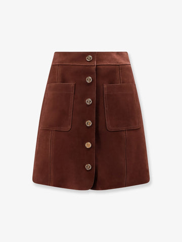 Suede skirt with Triomphe buttons