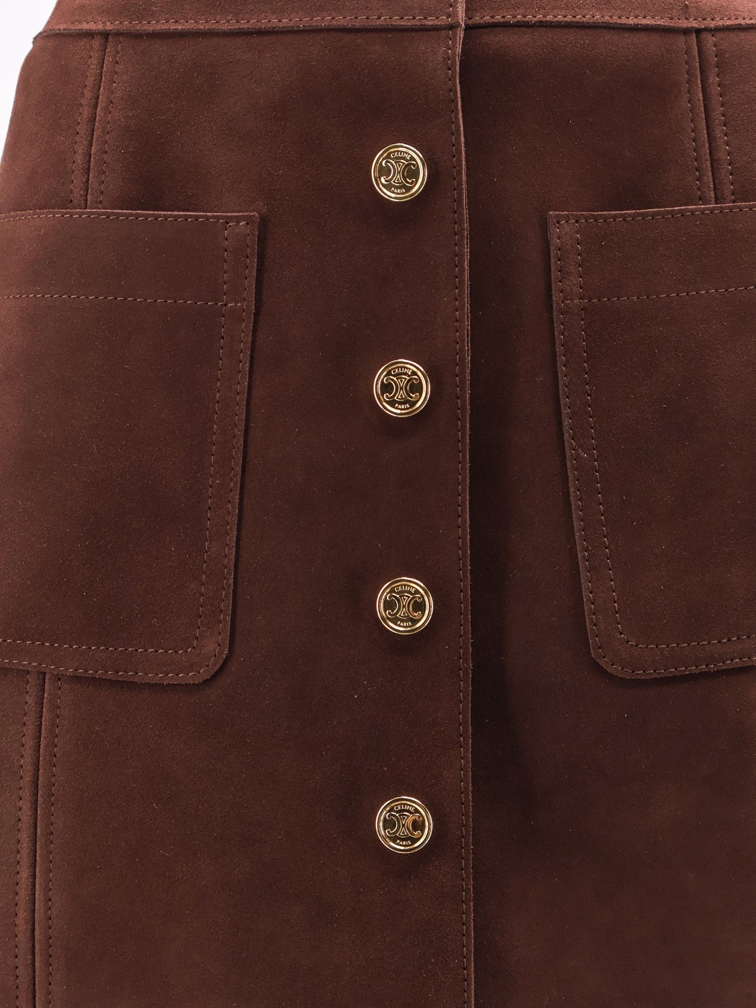 Suede skirt with Triomphe buttons