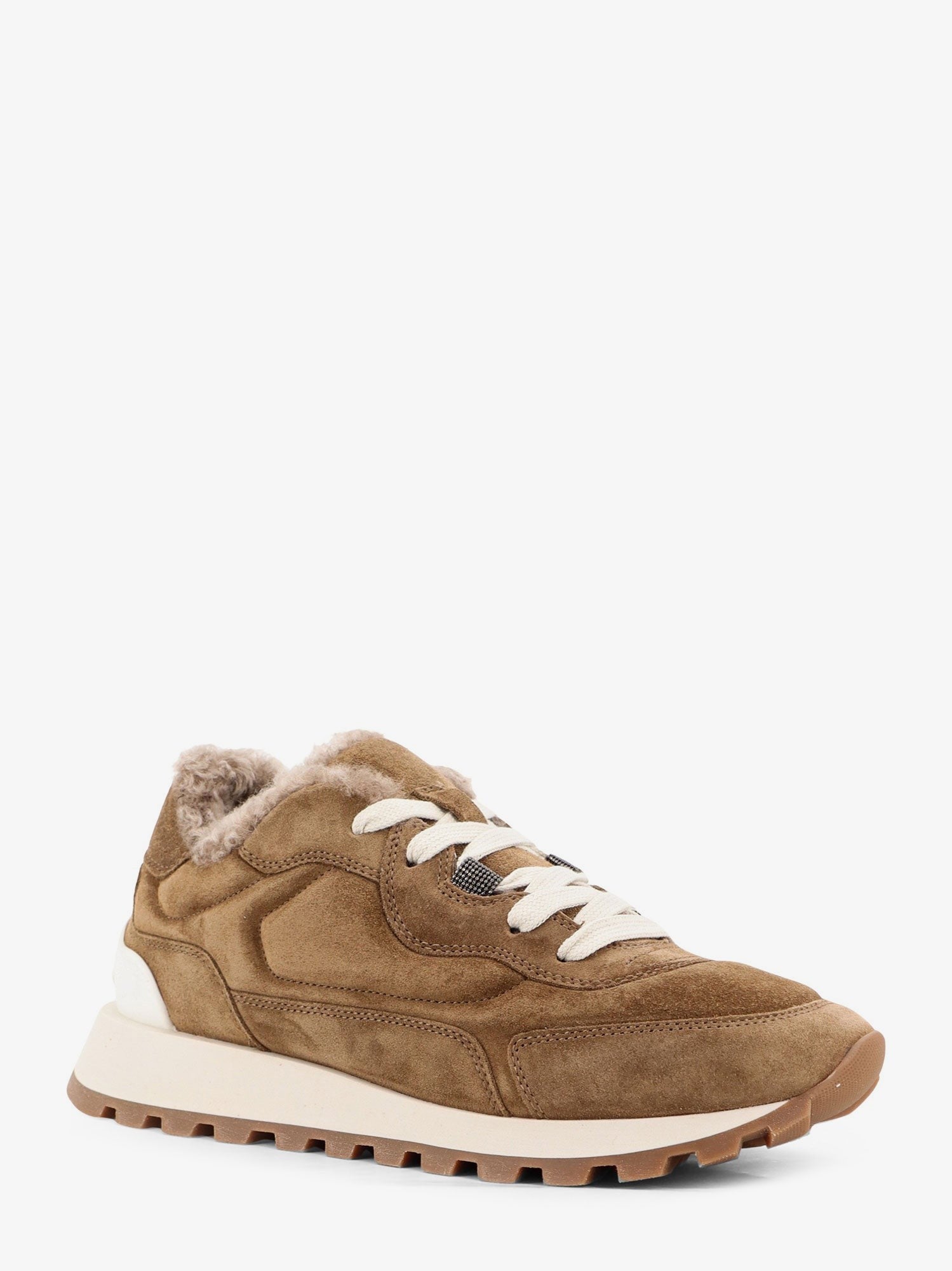 Suede sneakers with fur lining