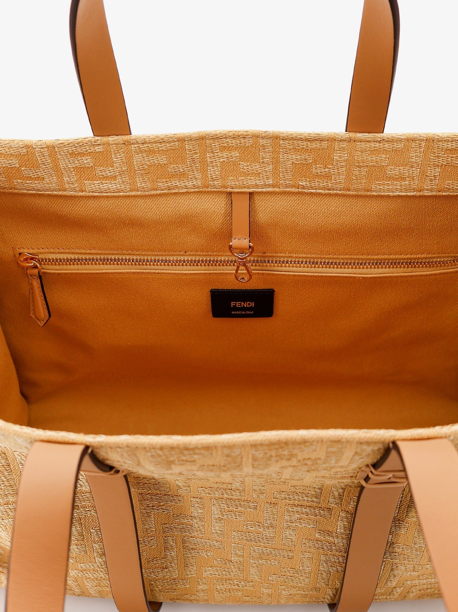 Summer Tote rafia shoulder bag with all-over FF logo