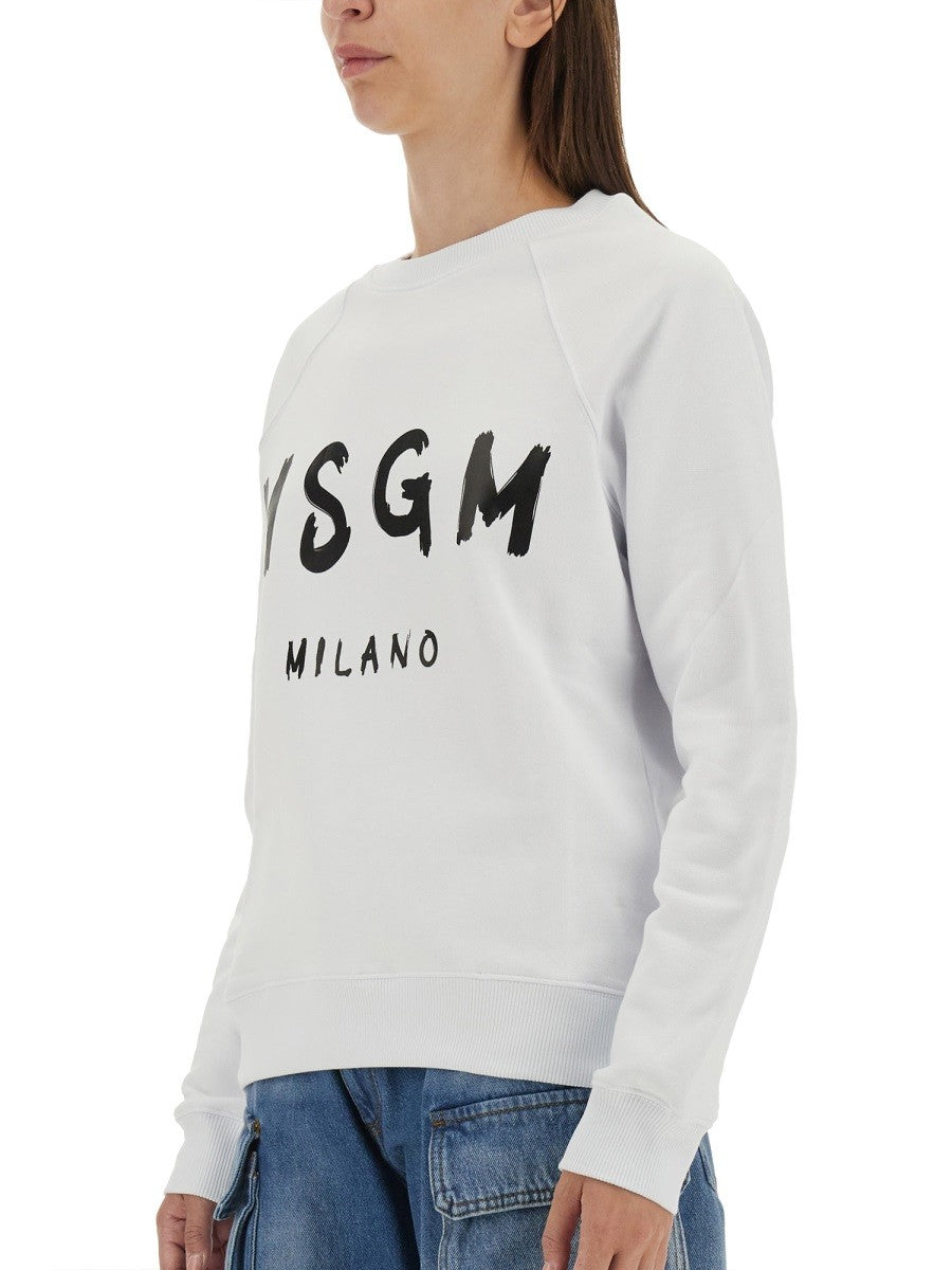 SWEATSHIRT WITH BRUSHED LOGO PRINT