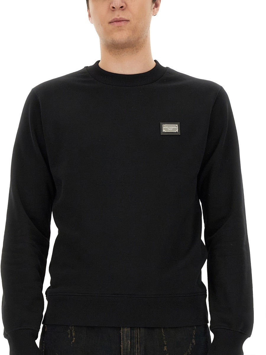 SWEATSHIRT WITH LOGO PLAQUE