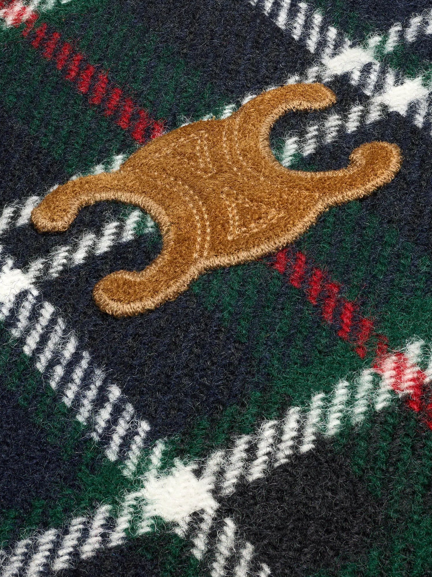 Tartan wool jacket with suede inserts