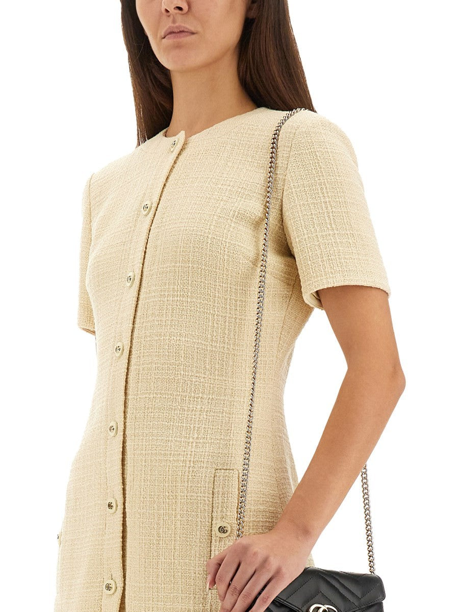 TEXTURED WOOL TWEED DRESS