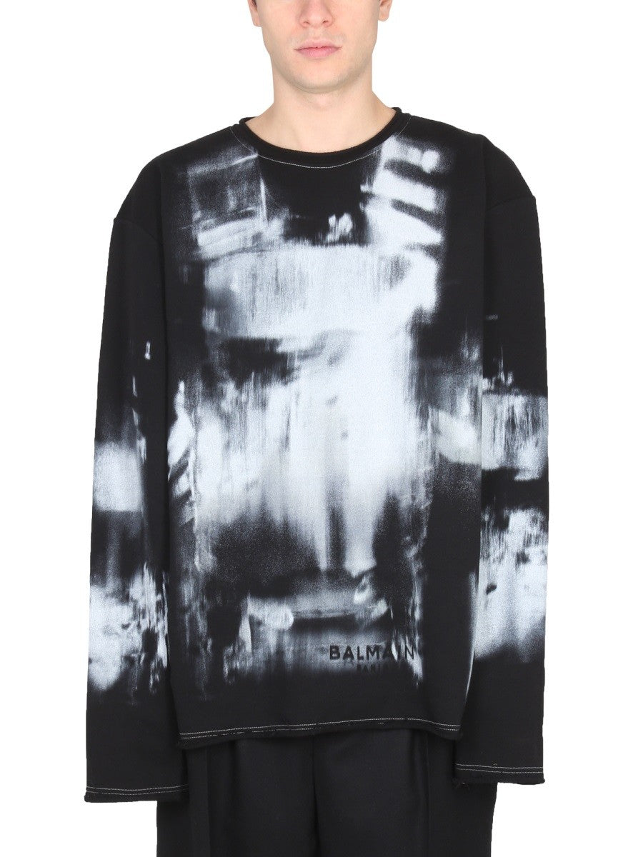 TIE DYE PATTERN CREWNECK SWEATSHIRT