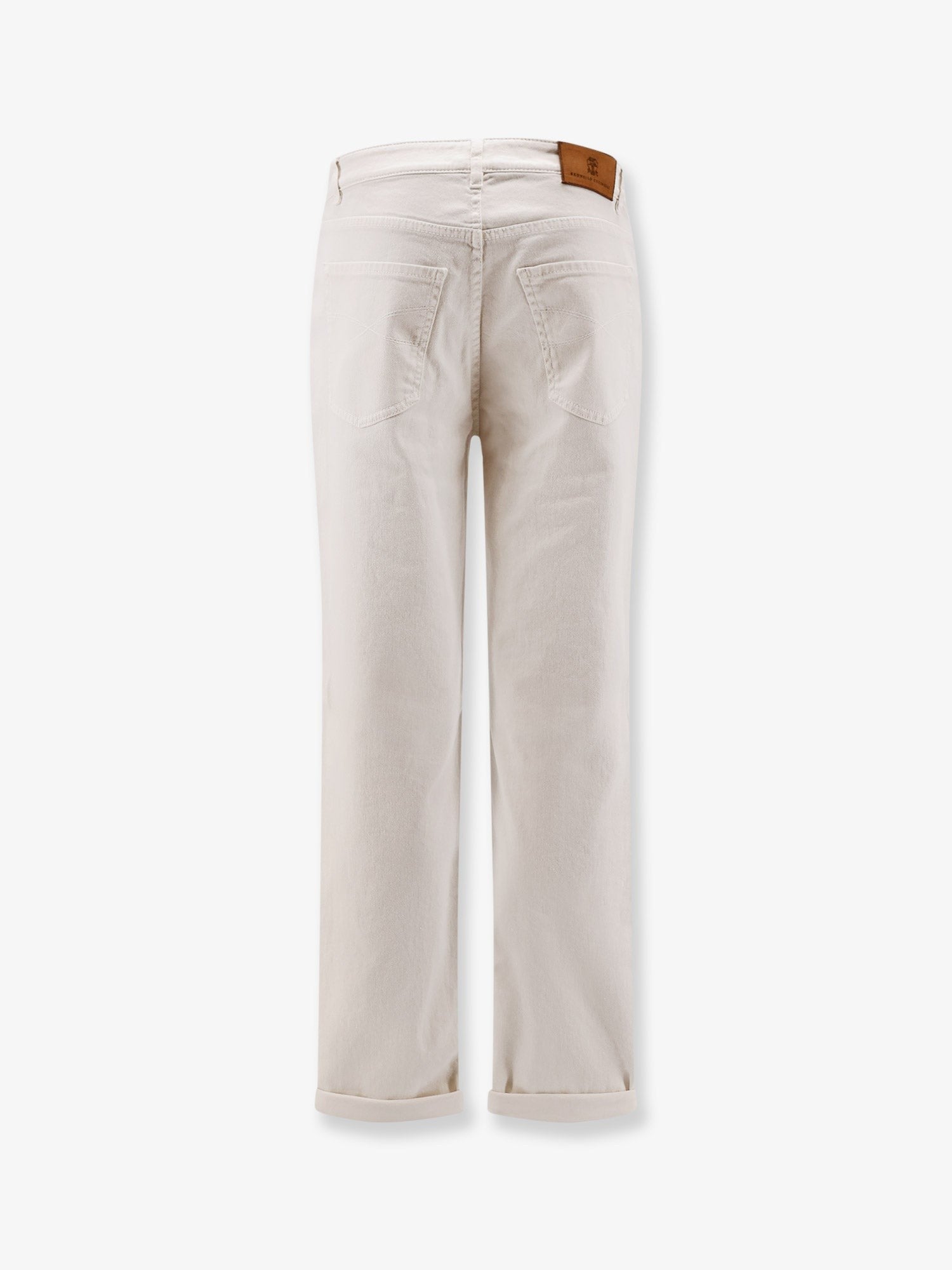 Traditional Fit white denim trousers