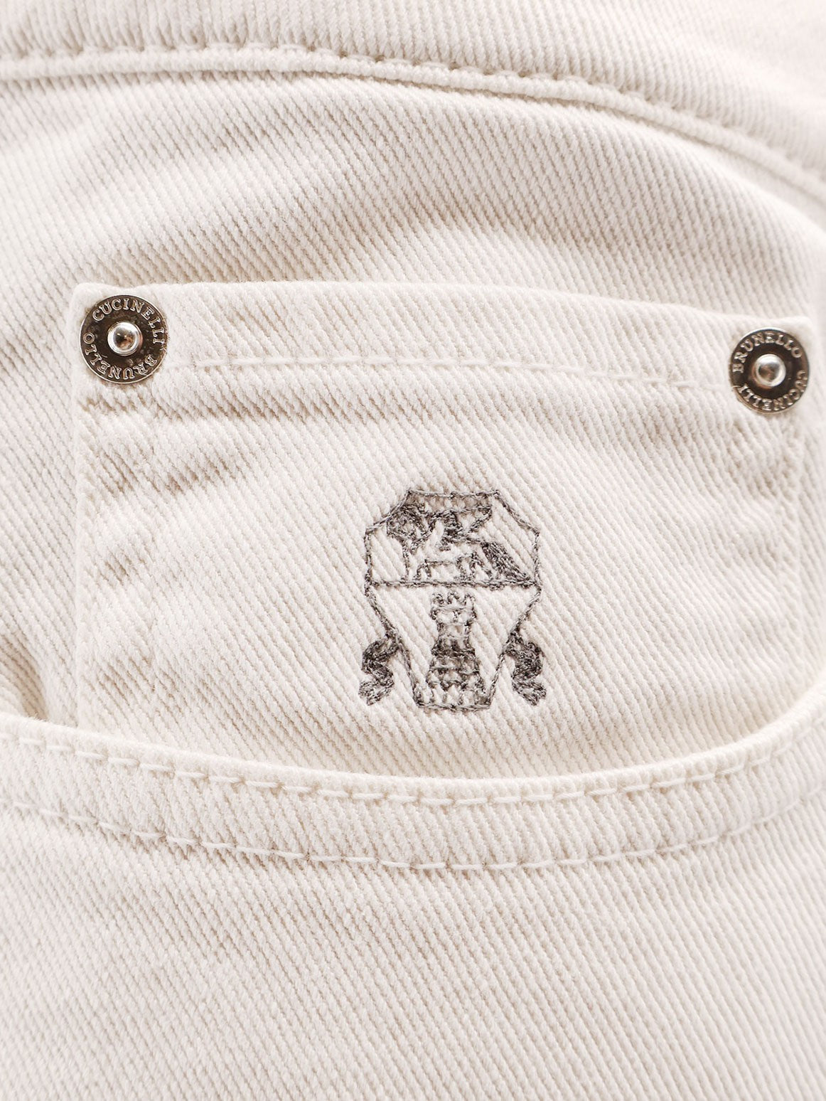 Traditional Fit white denim trousers