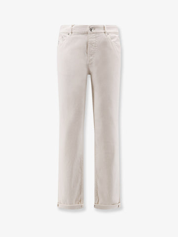 Traditional Fit white denim trousers