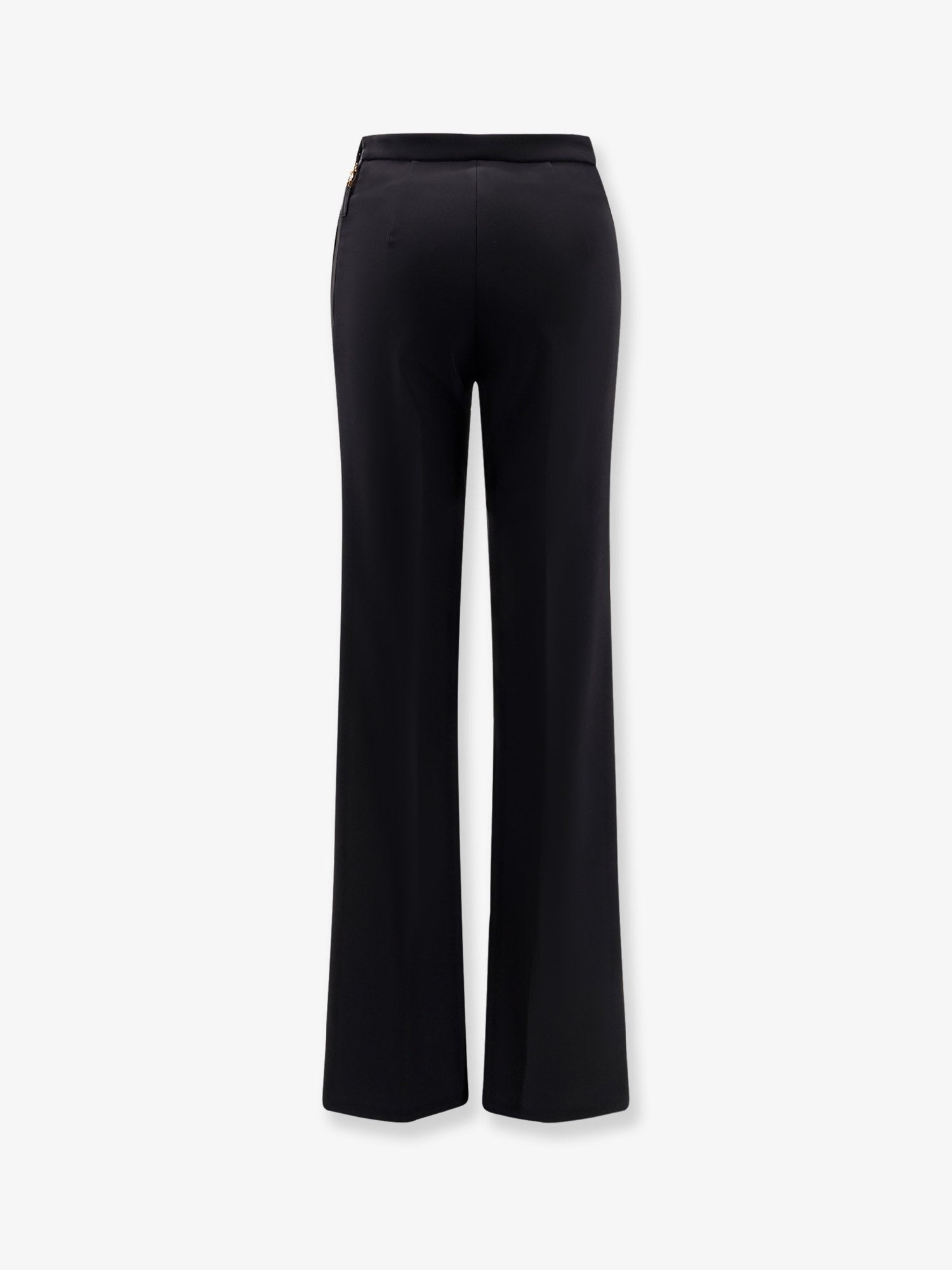 Trousers with double logoed button