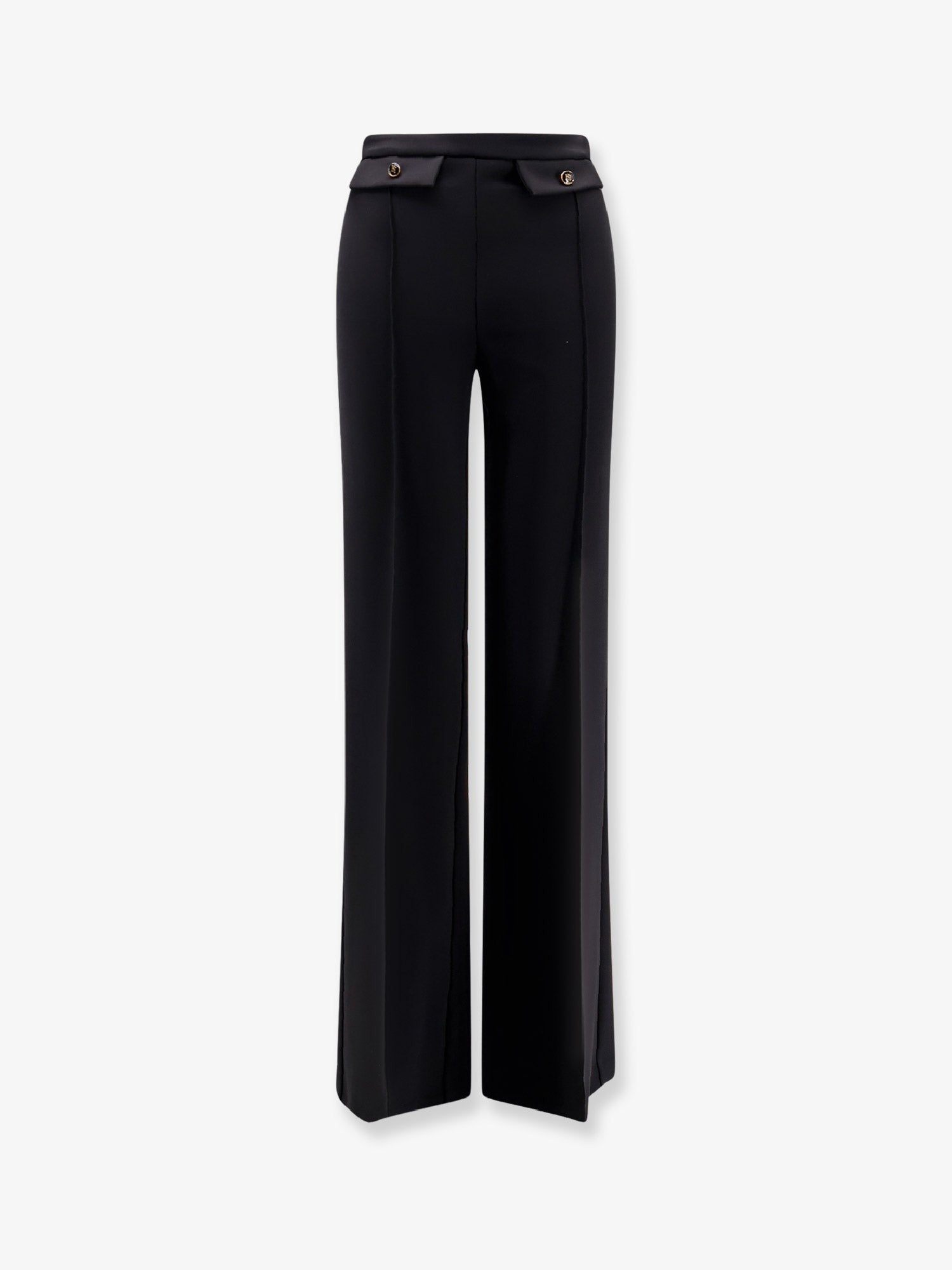 Trousers with double logoed button