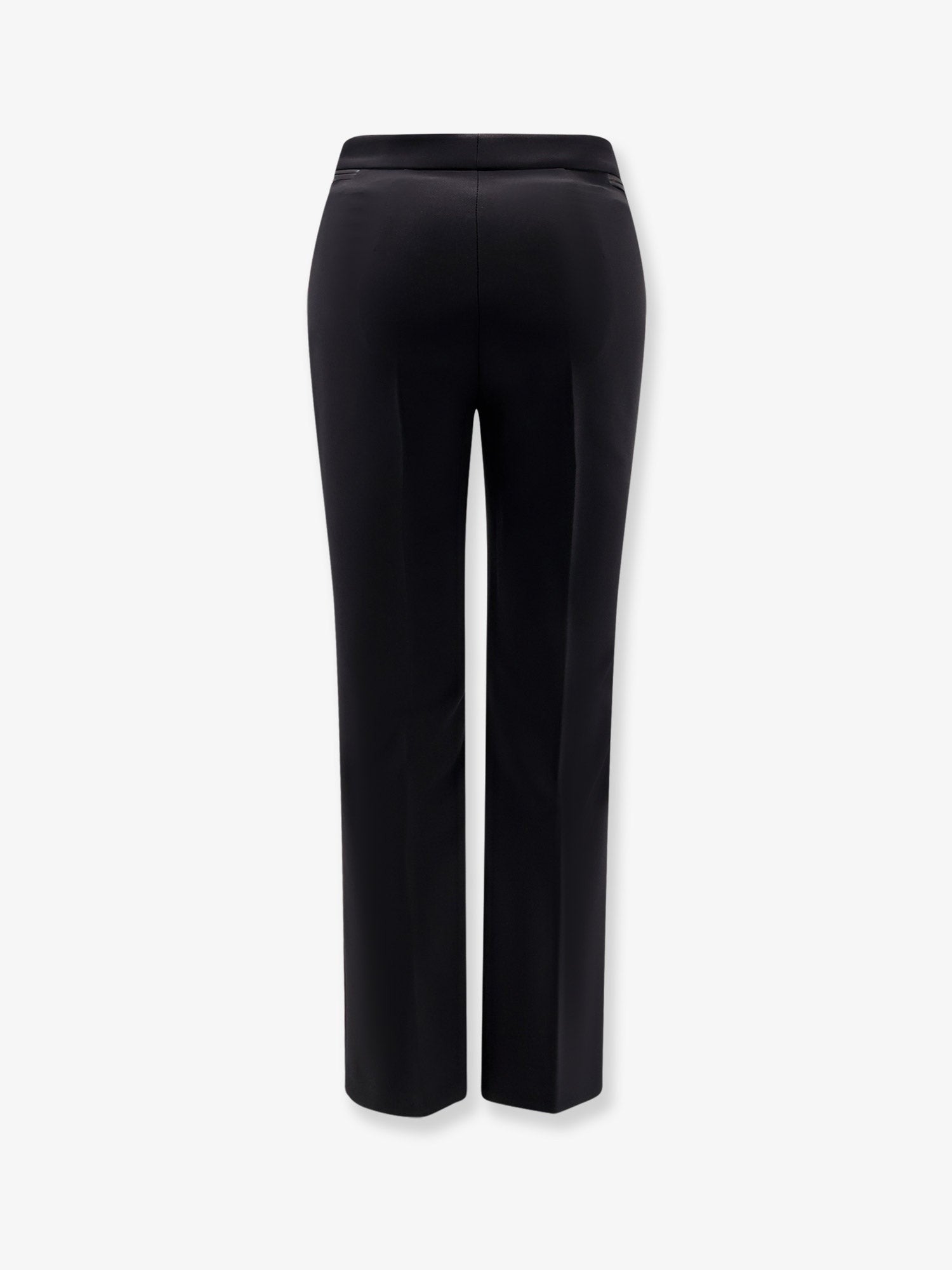 Trousers with logoed button