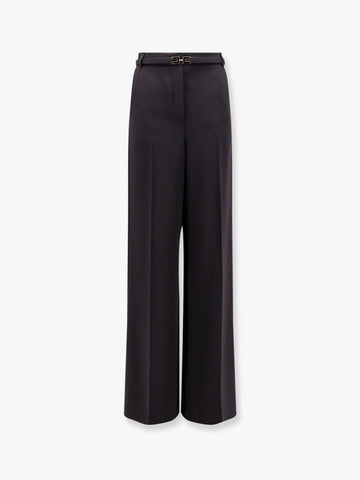 Tuxedo trouser with belt and enamelled detail