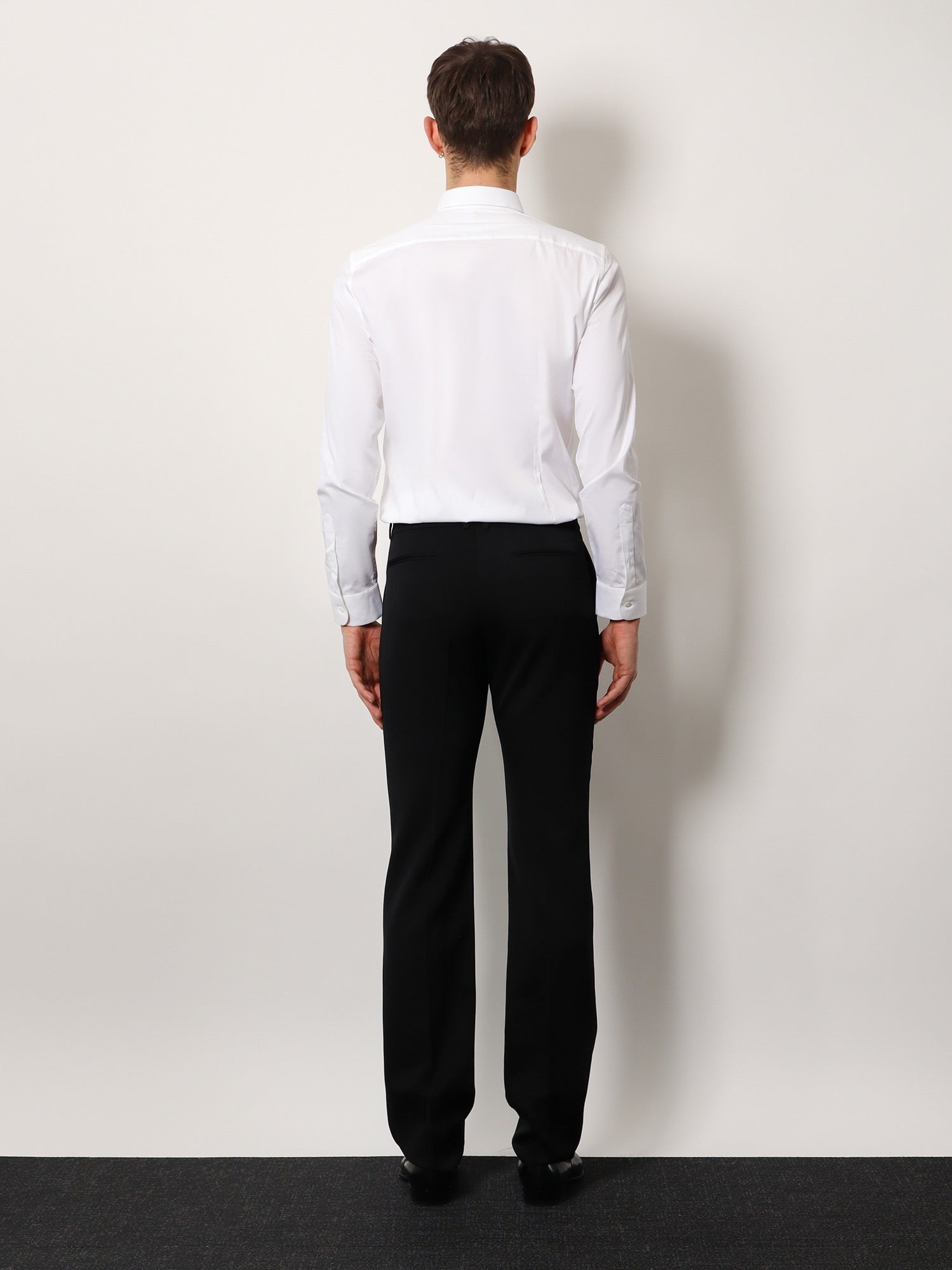 Tuxedo wool trouser with lateral satin bands
