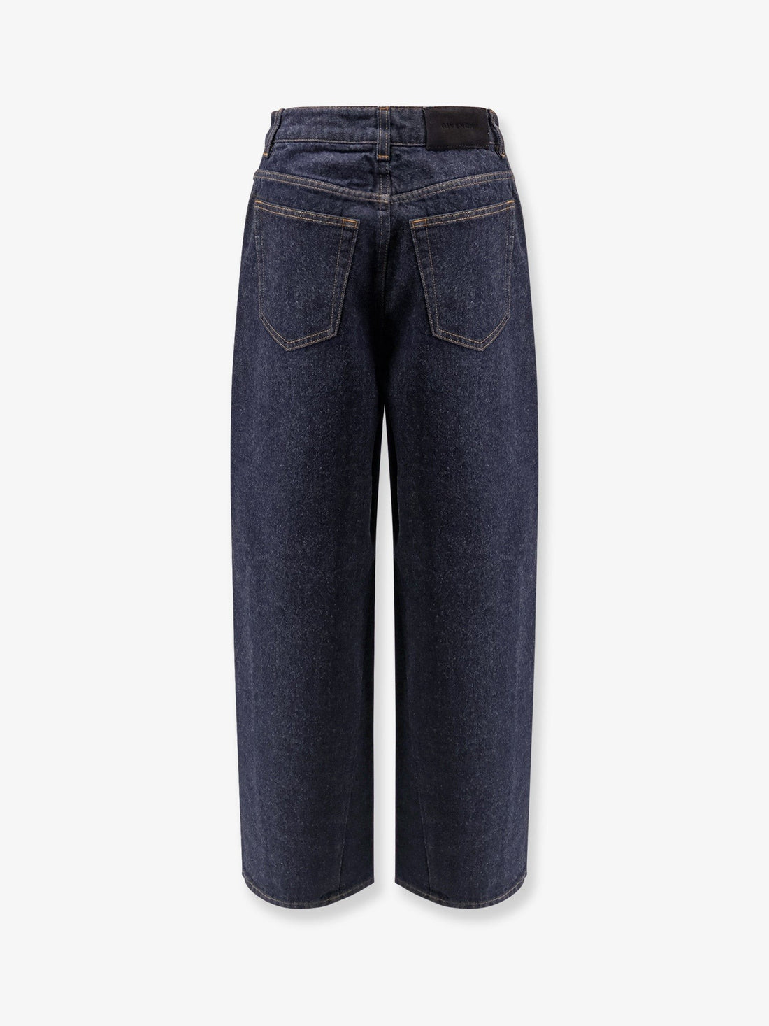 Twisted dark blue denim jeans