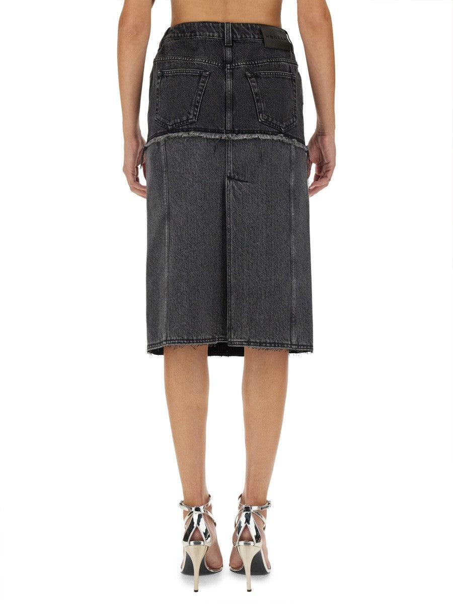 TWO-TONE DENIM SKIRT