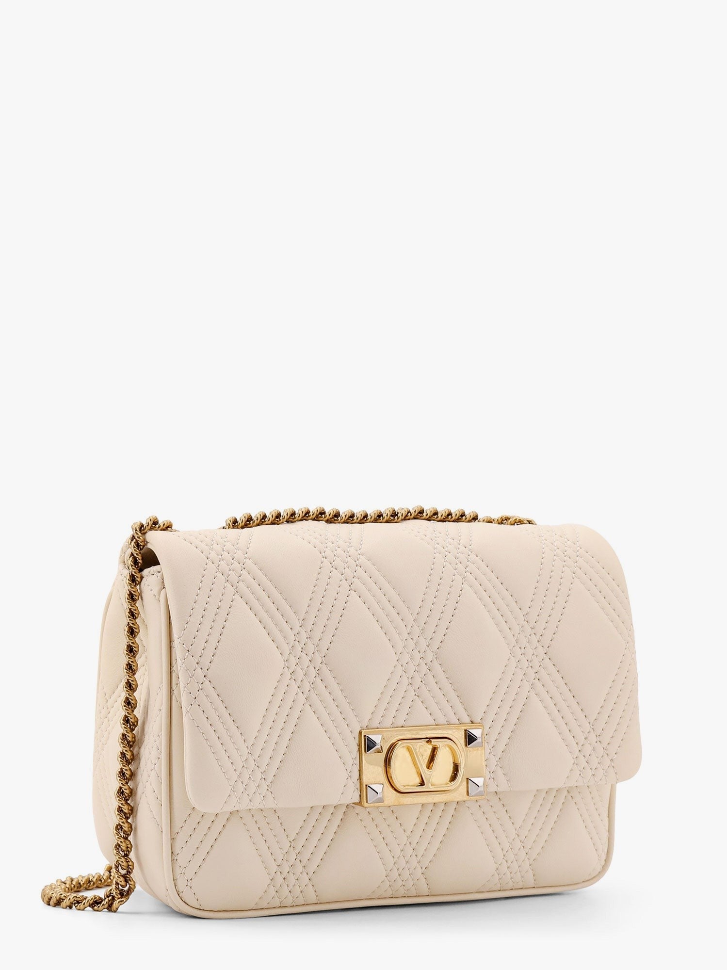 Valentino garavani quiltie 67 leather medium shoulder bag with chain