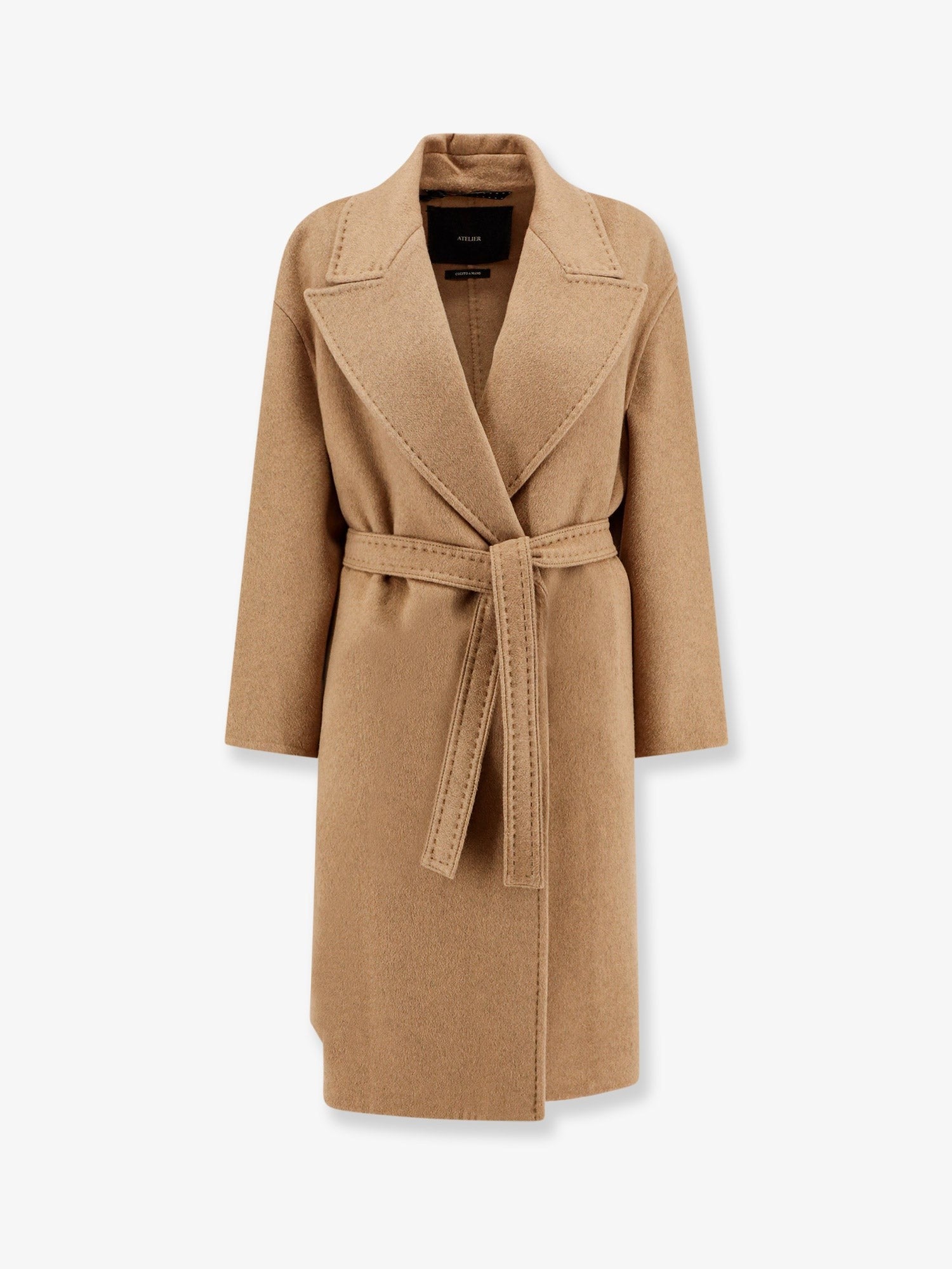 Valle cashmere coat with belt at waist