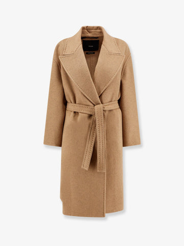 Valle cashmere coat with belt at waist