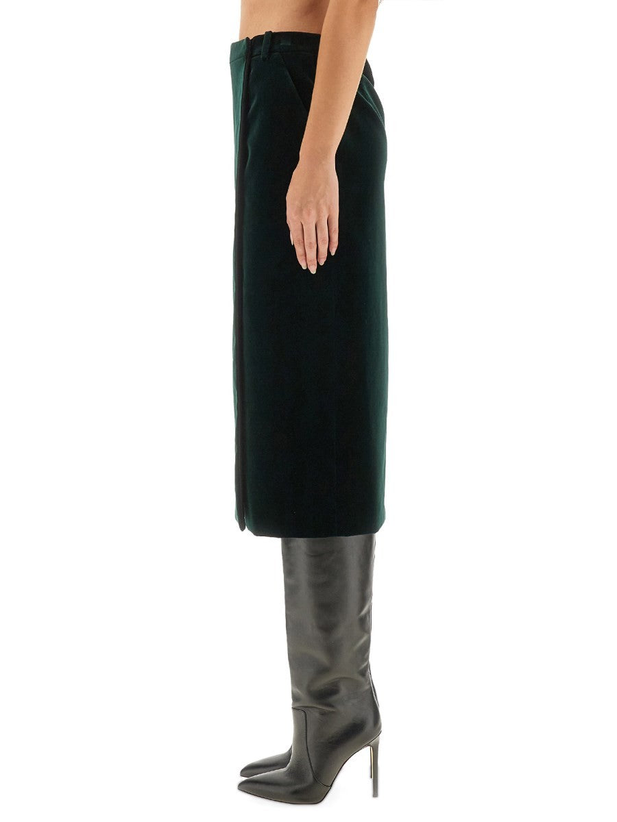 VELVET CROSSOVER MIDI SKIRT