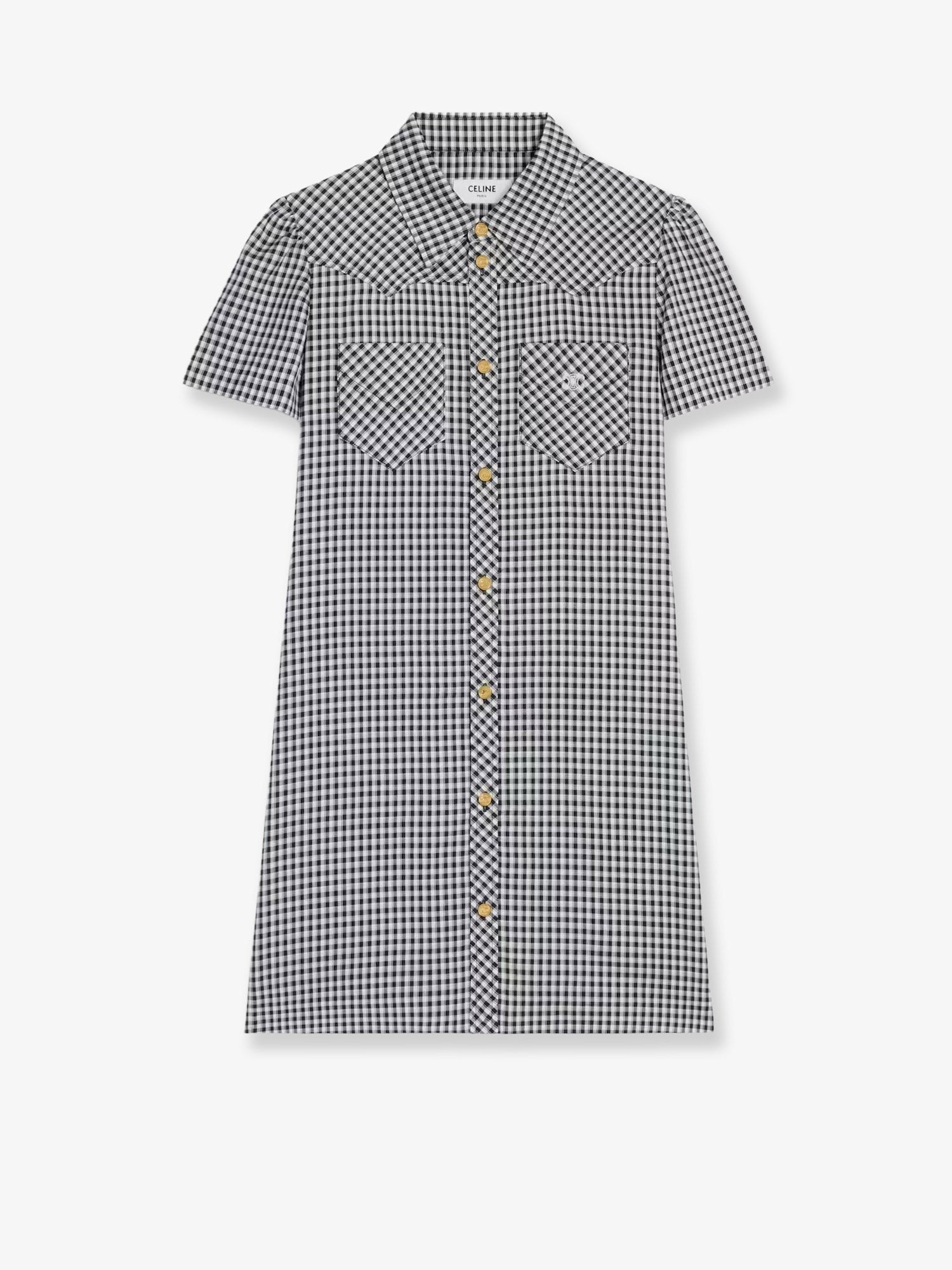 Vichy silk mini chemisier dress