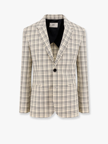 Virgin wool blazer with madras motif