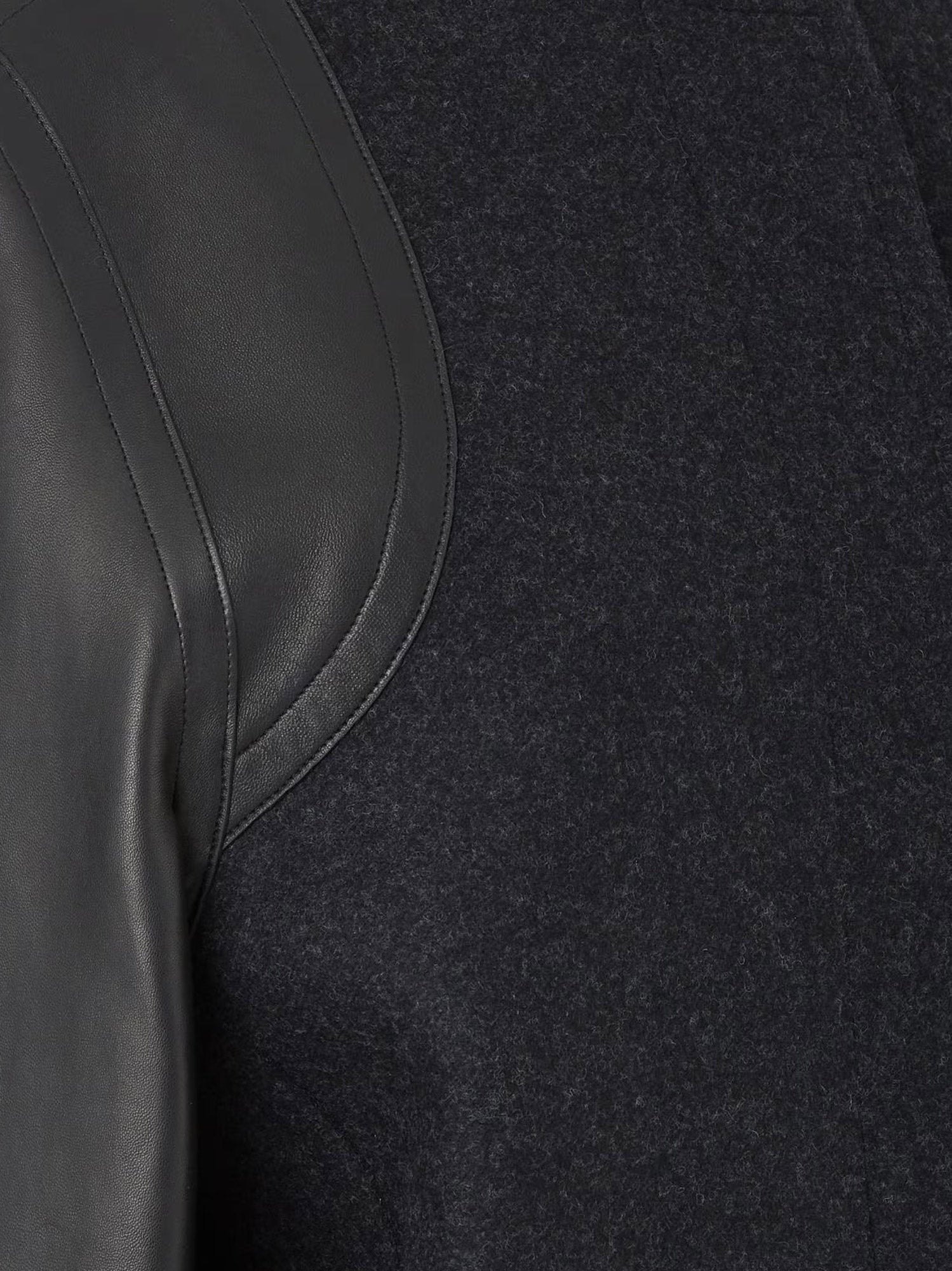 Virgin wool coat with leather sleeves