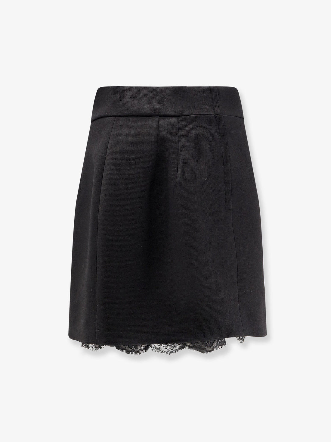 Virgin wool miniskirt with lace detail