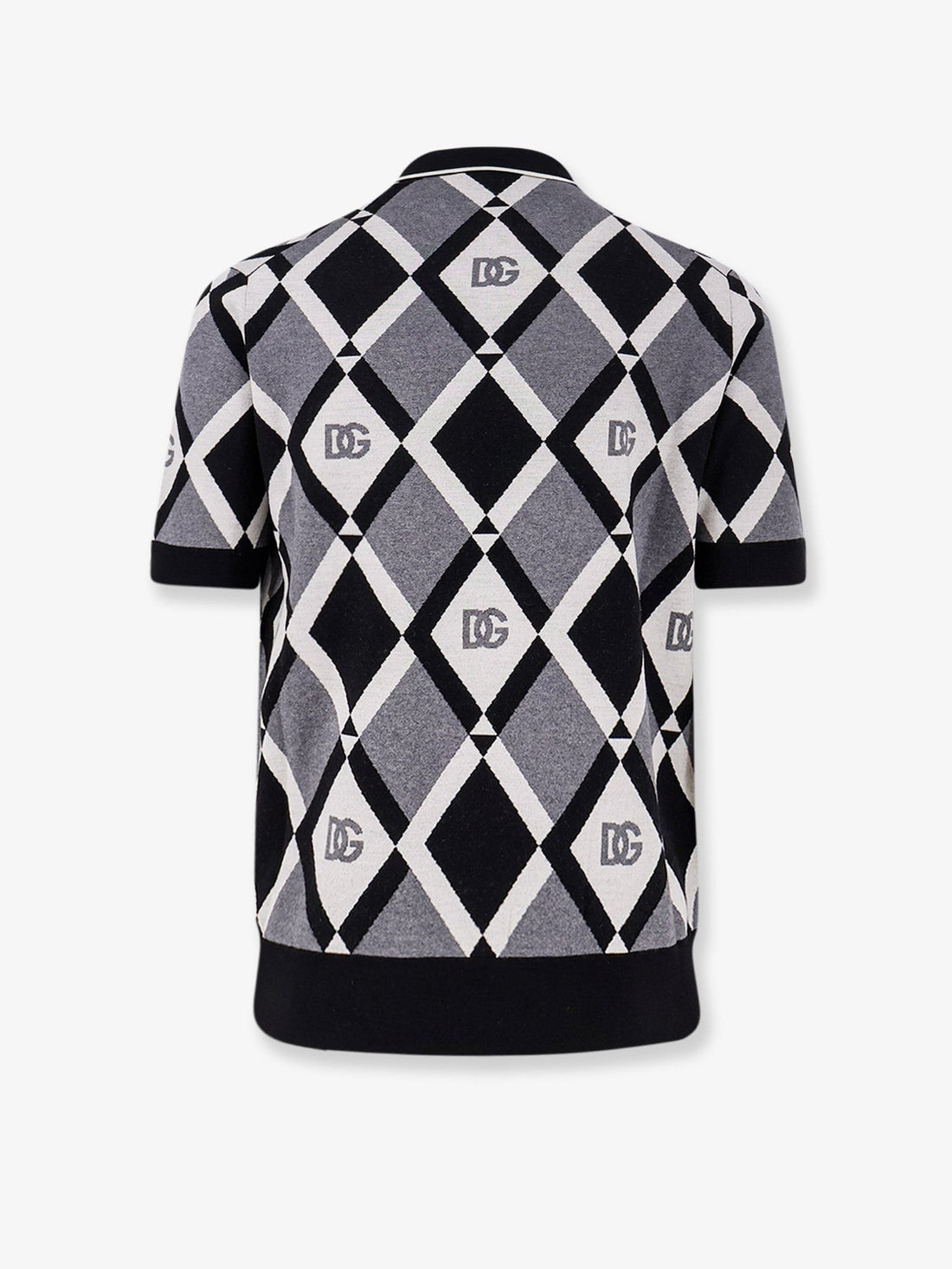 Virgin wool polo shirt with geometric print