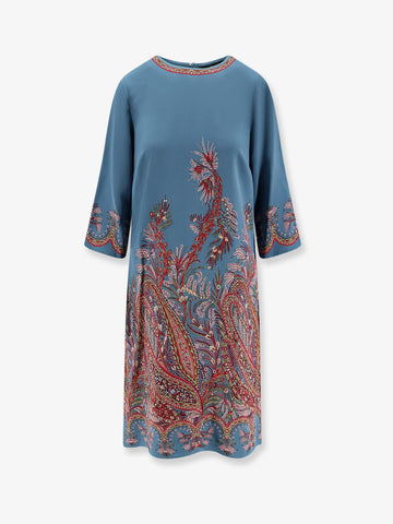 Viscose blend dress with iconic print