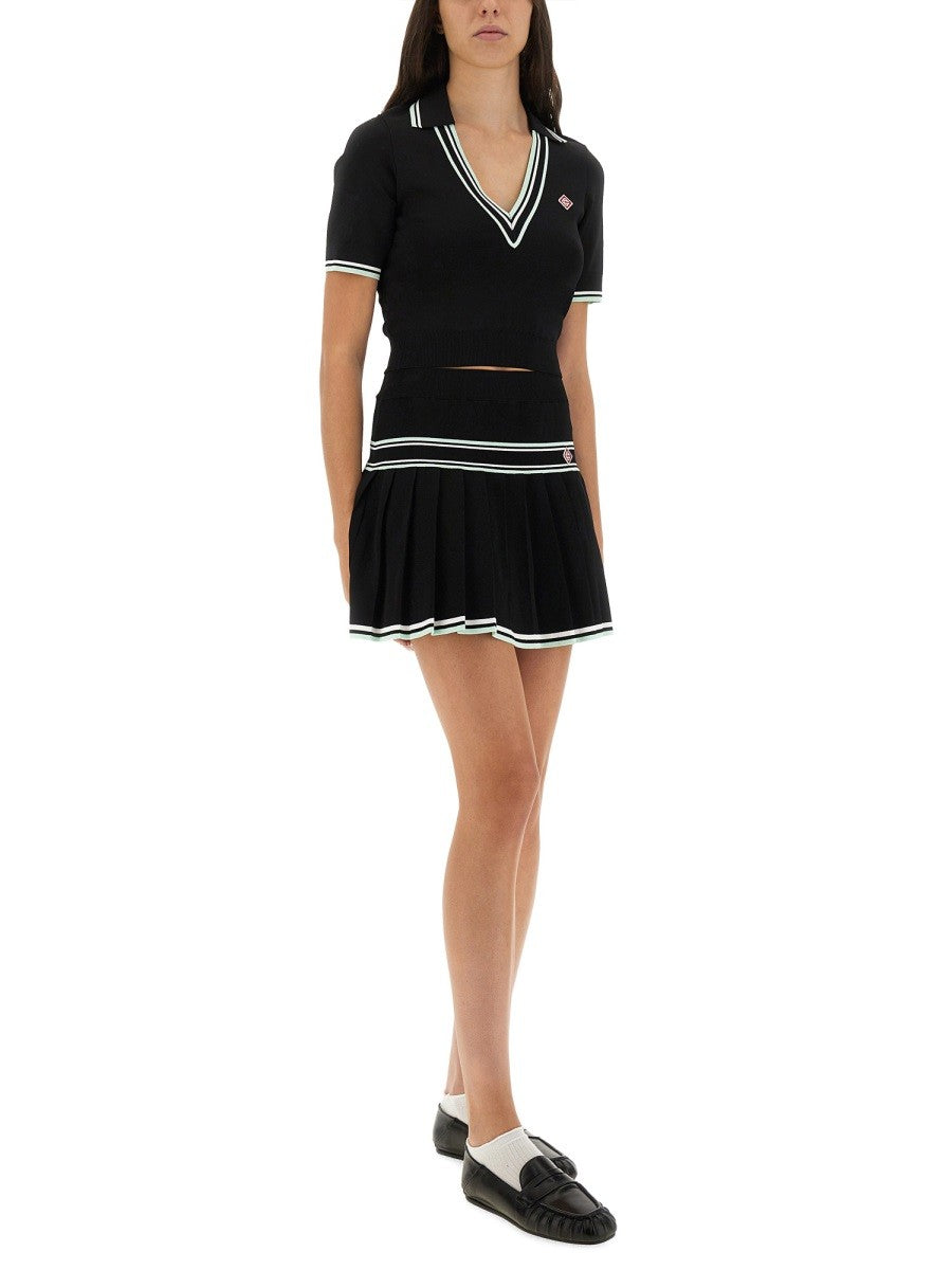 VISCOSE V-NECK POLO SHIRT