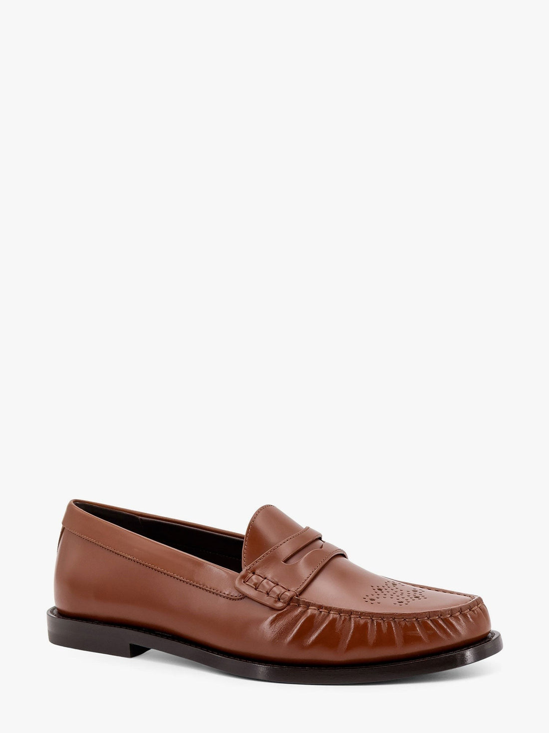 Vivienne leather loafer with perforated triomphe logo