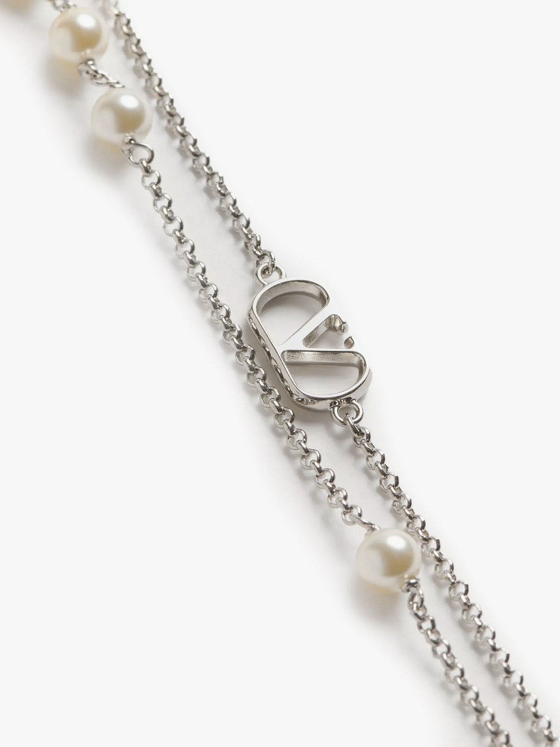 Vlogo signature metal necklace with pearls