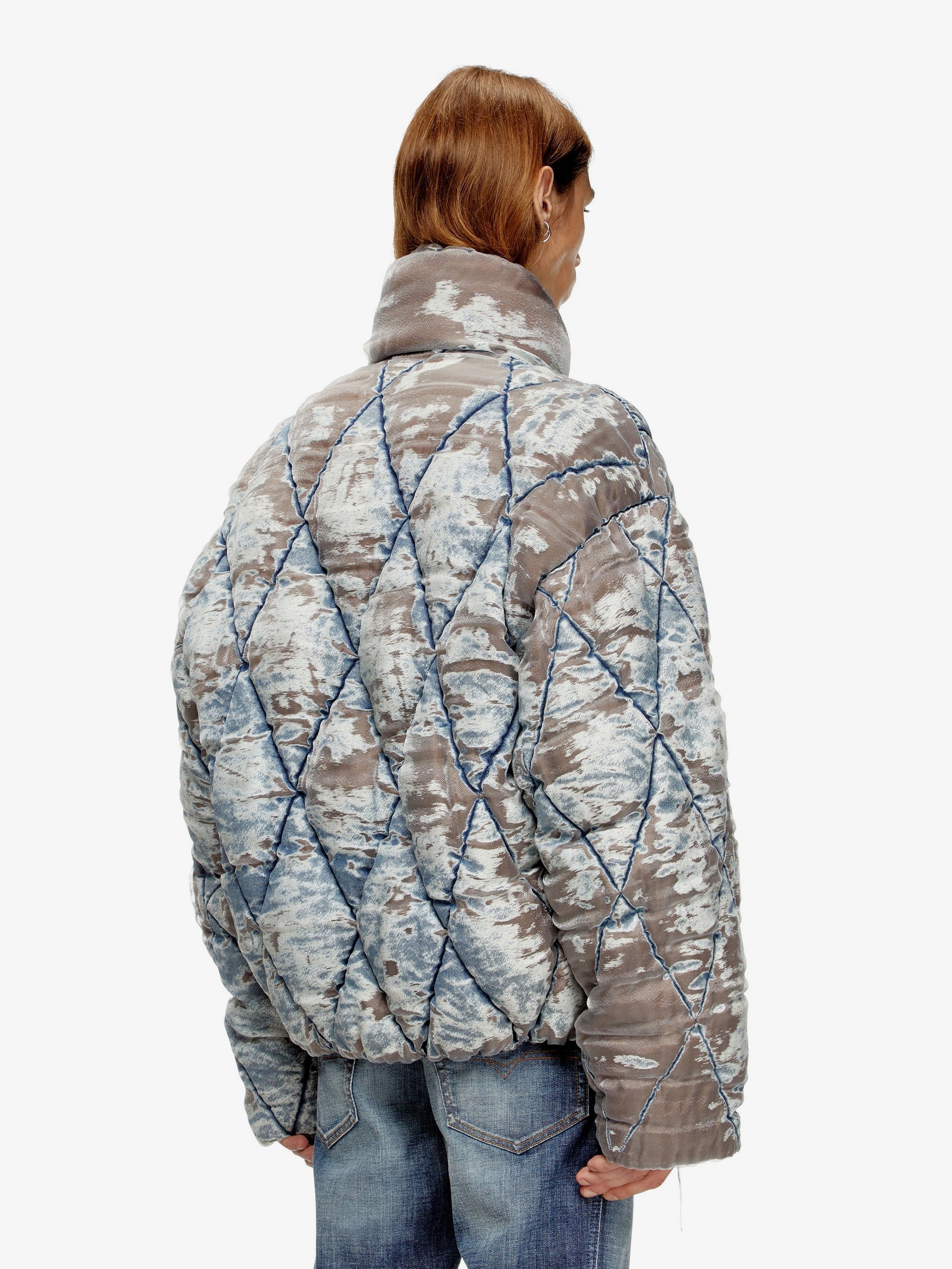 W-Kons down jacket with distressed effect