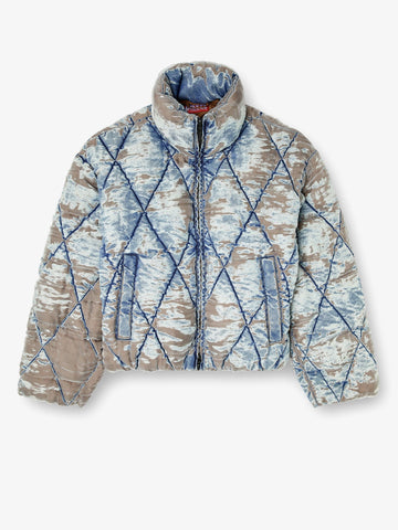 W-Kons down jacket with distressed effect