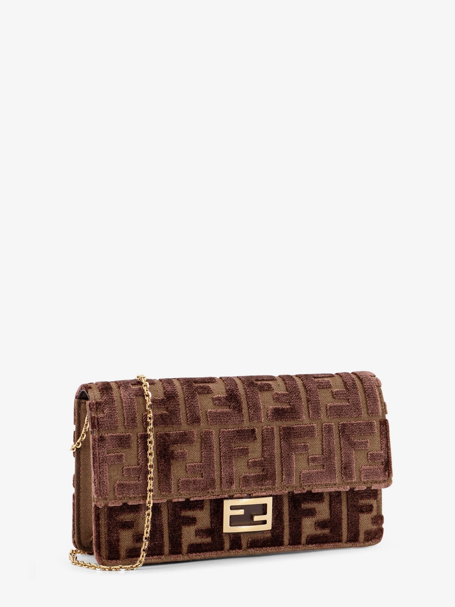 Wallet On Chain Baguette FF velvet jacquard bag