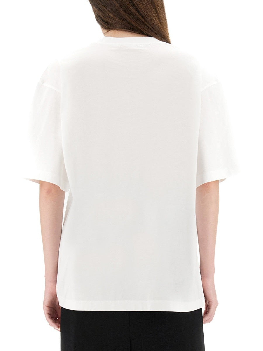 WHITE COTTON T-SHIRT WITH TULIP PRINT