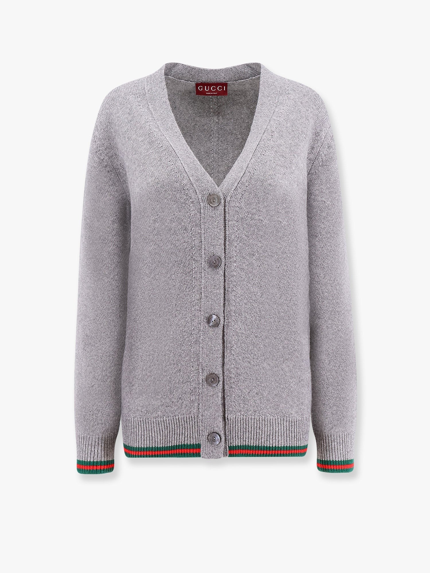 Wool and cashmere cardigan with web detail