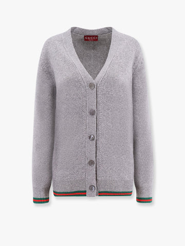 Wool and cashmere cardigan with web detail