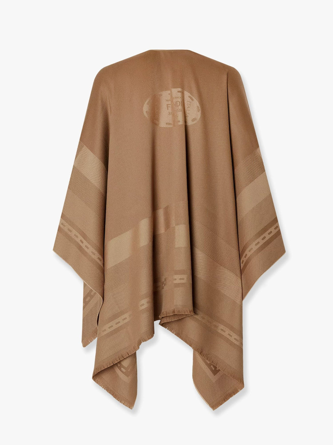 Wool and cashmere poncho with jacquard manufacturing
