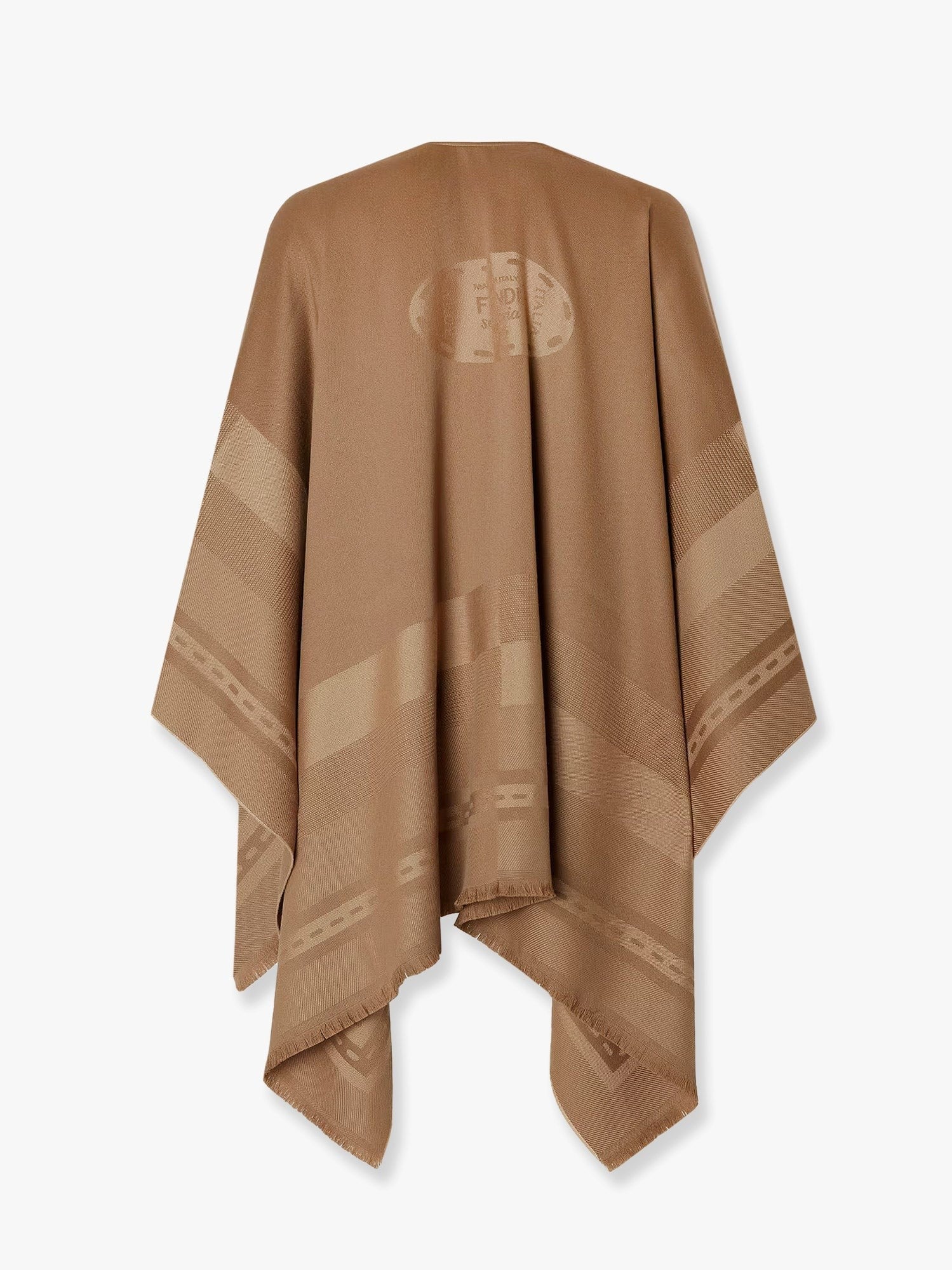 Wool and cashmere poncho with jacquard manufacturing
